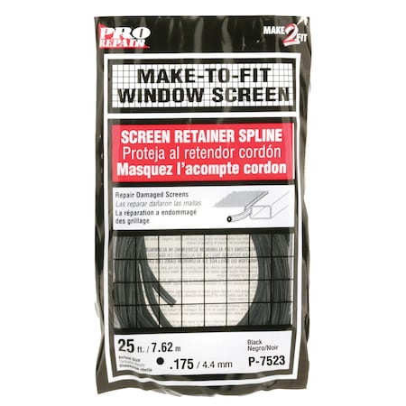 Prime-Line Screen Retainer Vinyl Spline, 0.175 in. Round, Black, 25 foot (Single Pack) P 7523